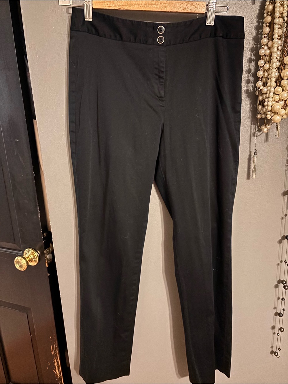 Jones New York Black Straight-Leg Dress Pants with Double Button Waist